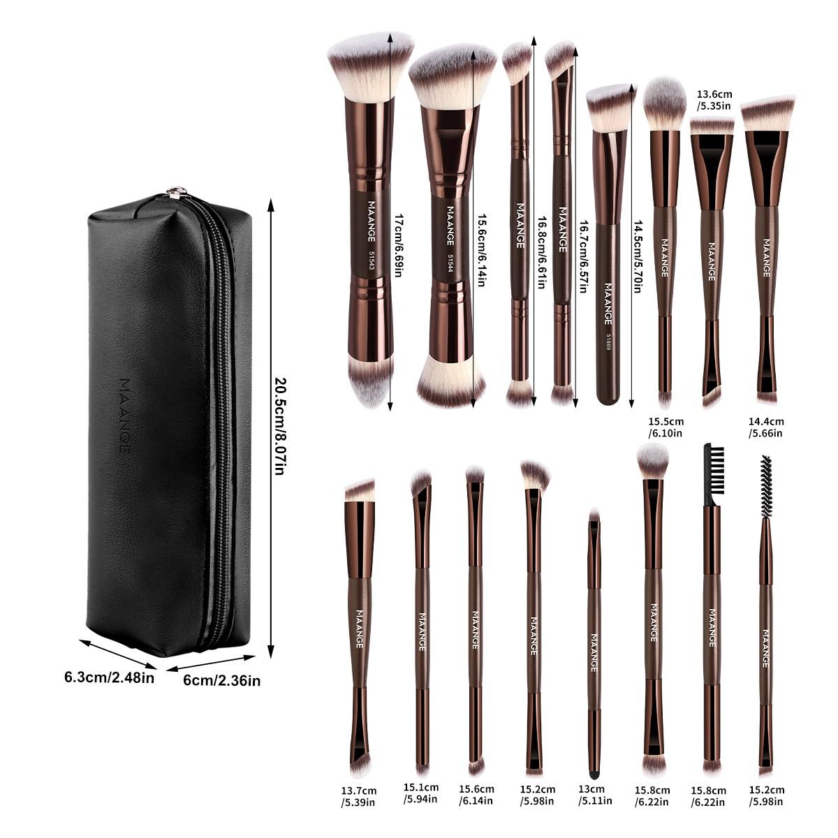Maange 17-Piece Makeup Brush Set with 16 Brushes + Cosmetic Bag, Foundation Brush, Concealer Brush, Blush Brush, Eyeliner Brush