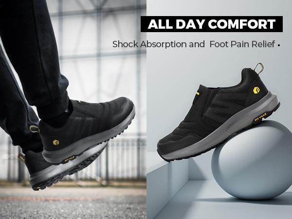 FitVille Men's Wide Trails Hiking Shoes for Men,  Slip-On Walking Shoes Trekking Hiking Sneakers with Arch Support Outdoor Explorer SpringStatements