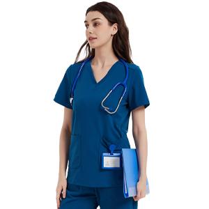Yoga Scrub Top for Women V Neck Shirt with 2 Pockets, Comfort Soft Stretch, Easy Care #SummerVibes Yoga Scrub Top for Women V Neck Shirt with 2 Pockets, Comfort Soft Stretch, Easy Care #SummerVibes