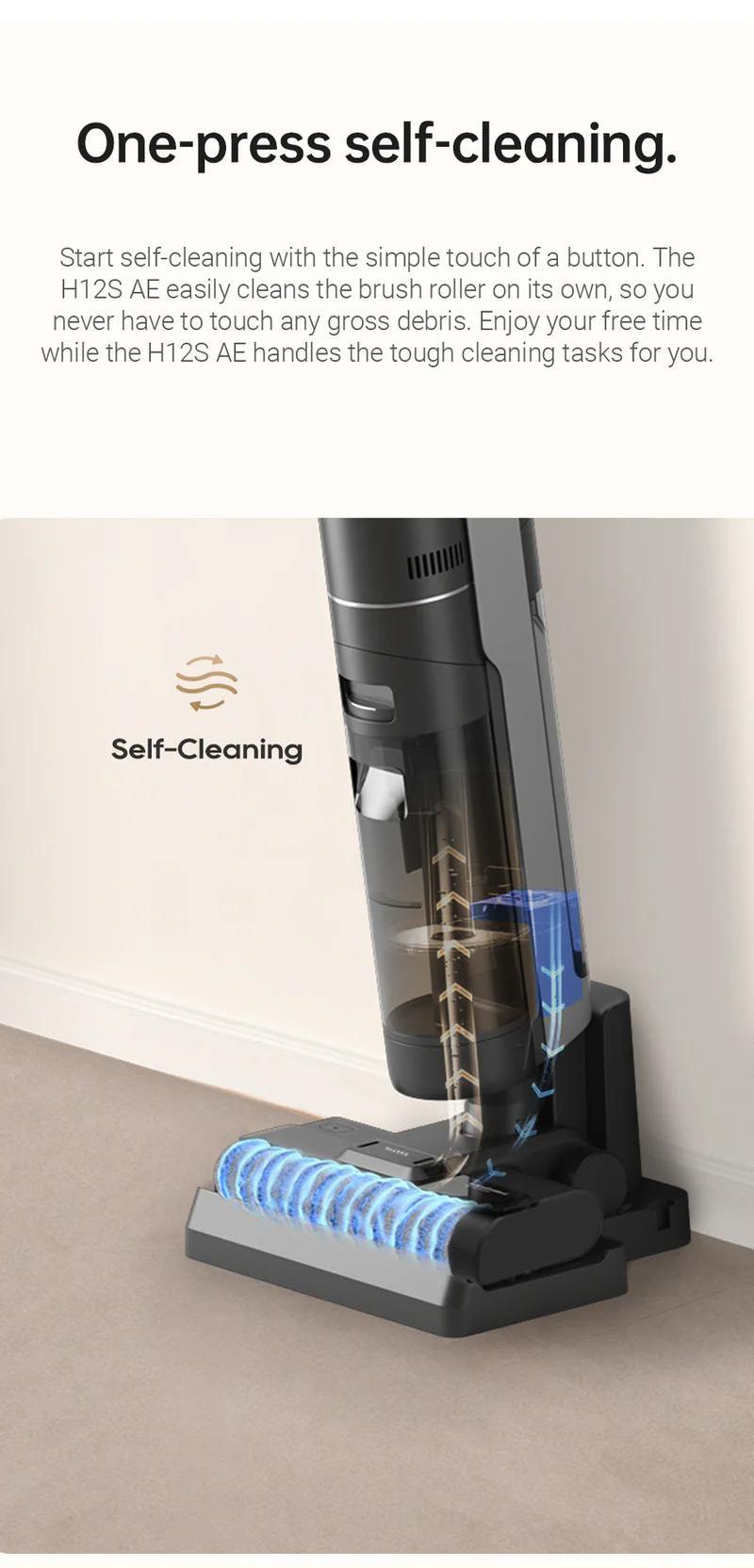 DREAME H12S Vacuum Mop, Wet Dry Vacuum Cleaner, Cordless Vacuum Mop All in One for Hard Floors, Edge Cleaning with Dirt Detection, Hot Air Drying, Smart Floor Cleaner Great for Sticky Messes on Multi-Surfaces