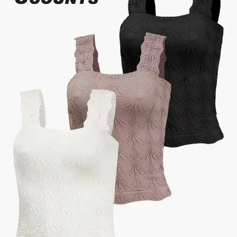 Women's Floral Embossed Sports Tank Top, Casual Solid Textured Sleeveless Sports Top for Yoga Gym Workout, Ladies Sportswear for All Seasons, Fitness Workout Vest, Sleeveless Gym Tops