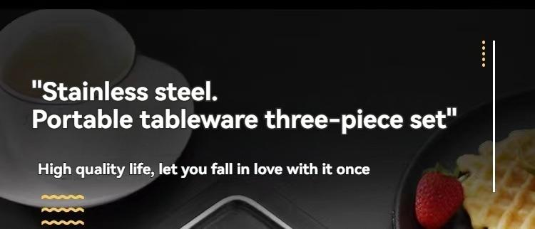 Western Portable Stainless Steel Cutlery Set, Includes Spoon, Fork, Chopsticks, Ideal for Camping and Outdoor Use, Cutlery with Storage Box