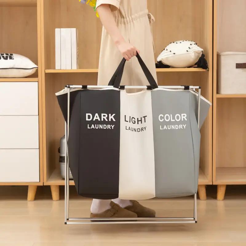 1 Piece Large Laundry Hamper, 3 Tier Laundry Basket, Foldable Dirty Clothes Organizer, Laundry Sorter with Handle, Waterproof, Portable, Freestanding Laundry Hamper for Bedroom