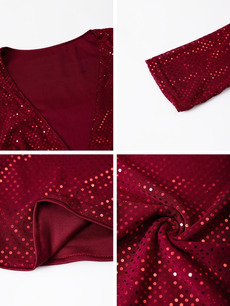 Women's Spring & Fall Y2K Sexy Deep V Long Sleeve T-Shirt, Comfortable Fabric, Perfect Choice for Dates and Parties