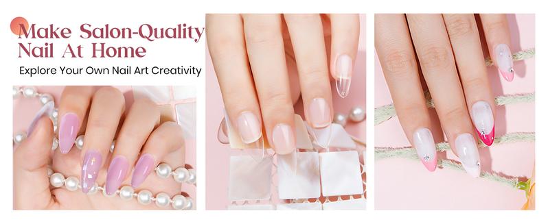 MIZHSE 6-in-1 Nail Kit – Solid Glue, 240pcs Almond Tips, UV Lamp, DIY Extension Set