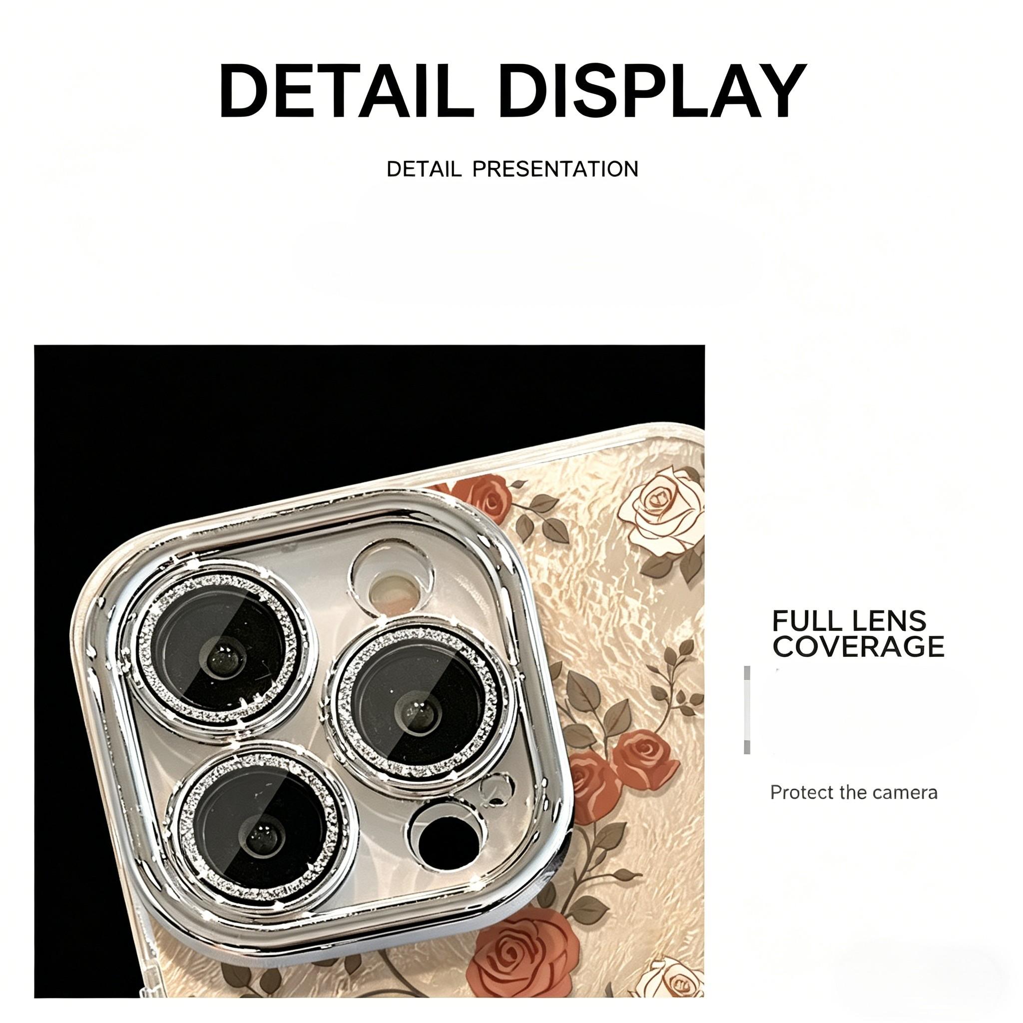 Vintage Rose Phone Case for iPhone 17 Pro Max, Luxury Acrylic Cover with Leather Wrist Strap, Full Camera Protection Shockproof Case, Elegant Floral Aesthetic for Women Girls