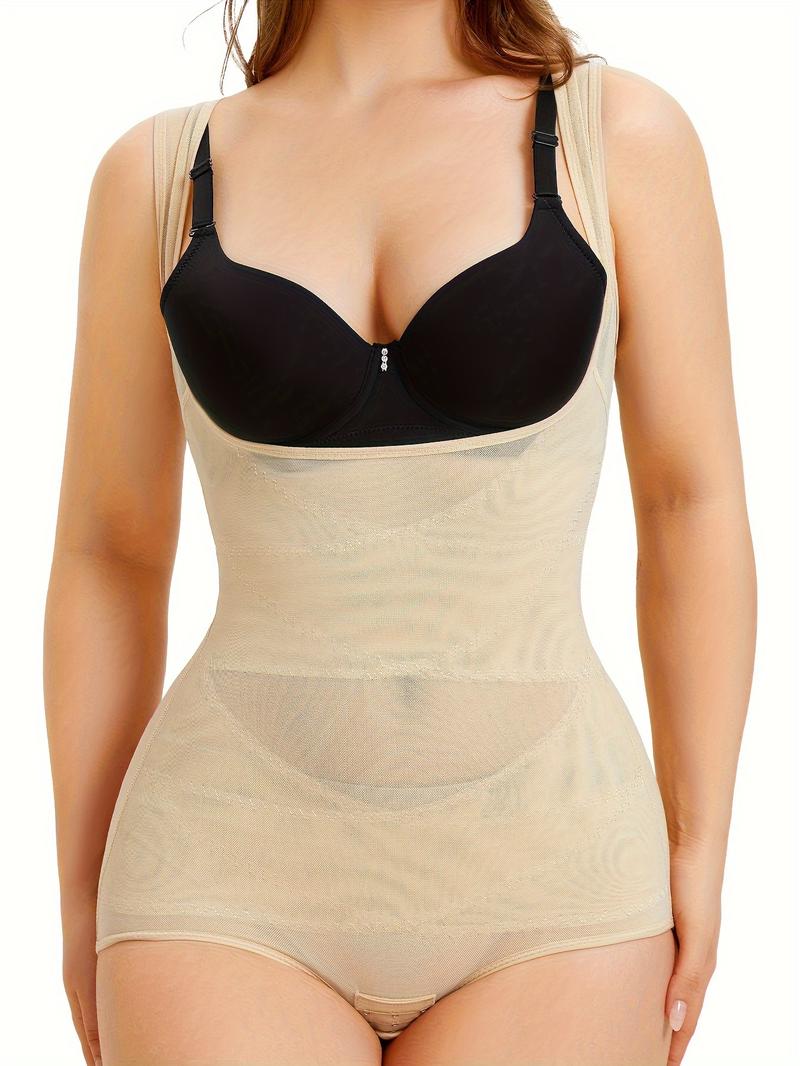 Women's Contrast Mesh Sheer Shapewear Bodysuit without Bra, Tummy Control Butt Lifter, Comfortable High Stretch Seamless Compression Shapewear,  Waist Trainer Women, Sculpting Bodysuits, Thigh Slimmer, Comfort Womenswear