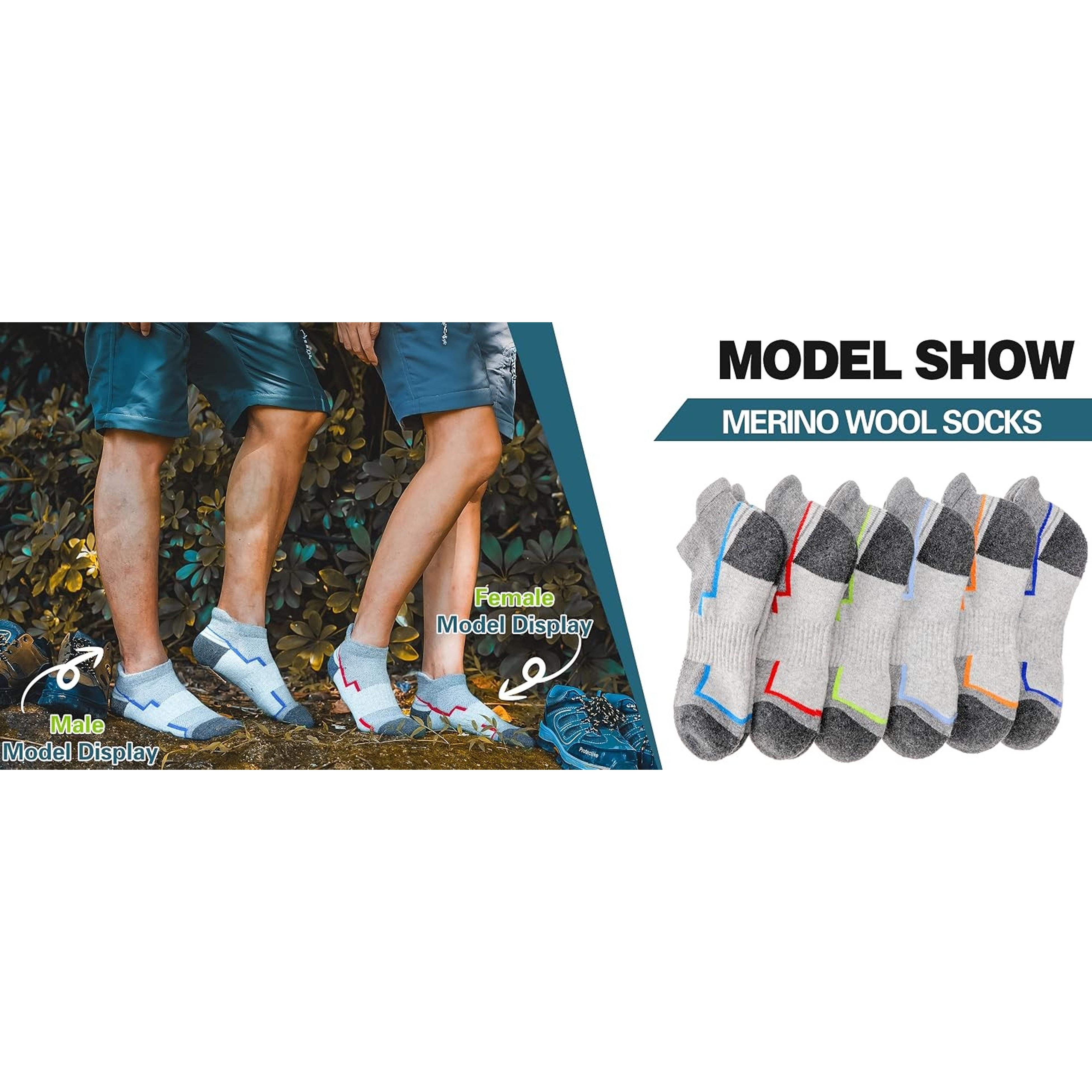 6 Pairs Merino Wool Ankle Hiking Running Socks Compression Support Thick Athletic Low Cut Socks for Women Men