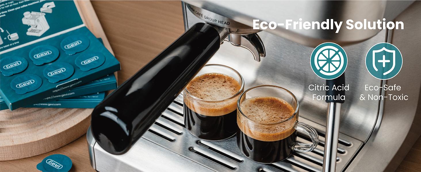 Gevi Coffee Maker Cleaner Tablets, 6 Uses & Individually Packed for Each Use, Organic Citric Acid Cleaner Descaler, Compatible with All Coffee Machines