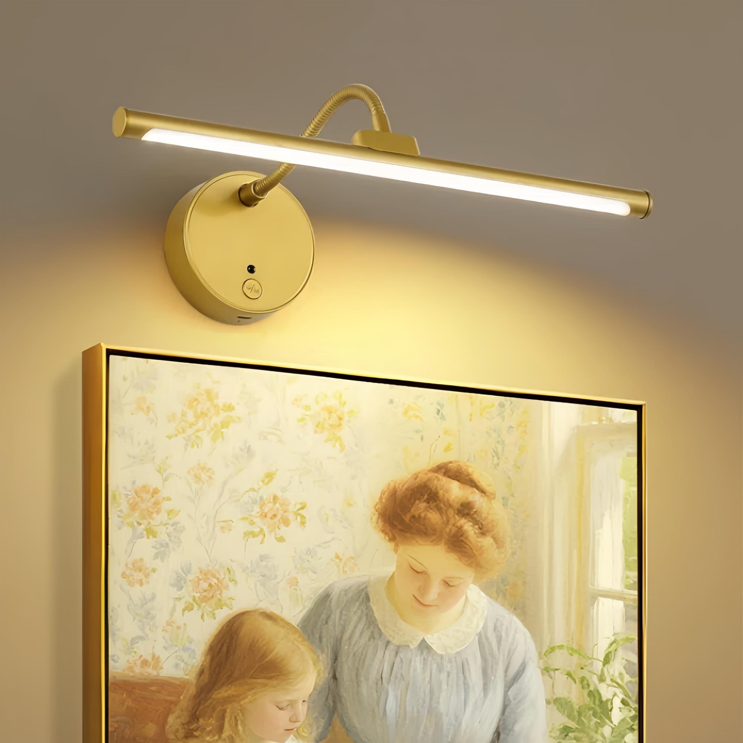 USB Rechargeable Wall Mounted Light, Dimmable Picture Light with Remote Control, Novelty Lighting for Wall Painting, Gallery Art, Painting, Portrait, Adjustable Lights, Home Decor Lighting