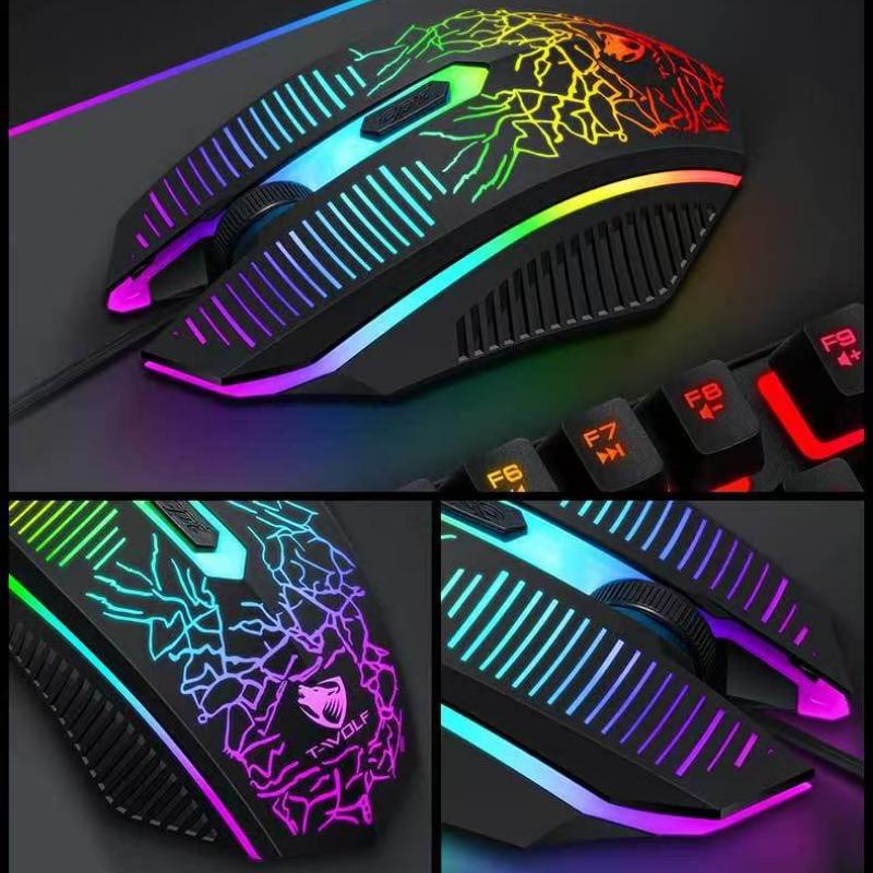 Tf31 Wired Keyboard, Mouse, and Mouse Pad Set, 3-In-1 Gaming Keyboard Accessories Illuminated Keyboard Mouse Pad Kit, Ambidextrous, Wired Connection