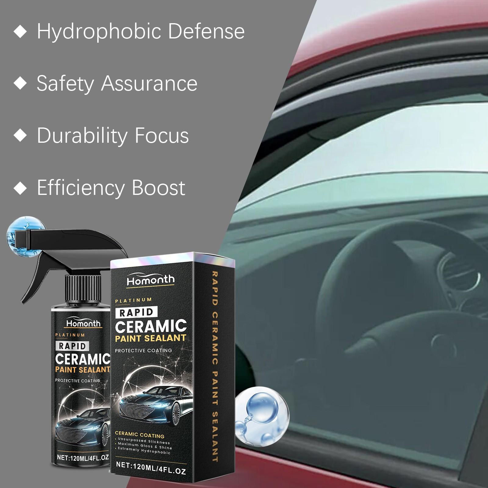Car High-Gloss Coating Spray, Rain-Repellent Hydrophobic Glass Cleaner, Long-Lasting Dirt Protection, Enhanced Driving Visibility