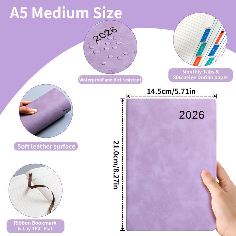 Brave Deer 2026 Self-Discipline Planner Notebook, 160 Pages 320 Pages High-Quality Faux Leather Cover, Blue Elegant Design, Monthly & Weekly Layout, Travel Diary Notebook