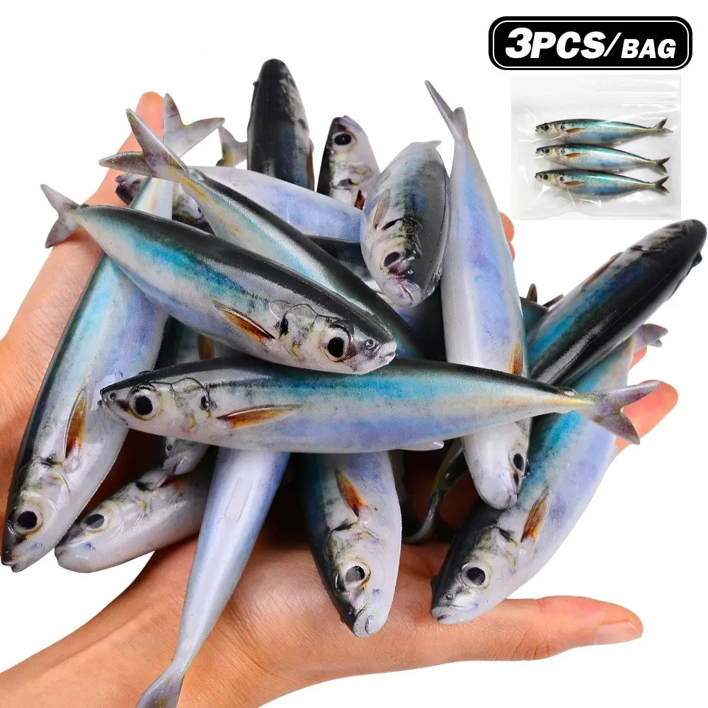 3Pcs Bionic Mackerel Soft Lure 14.5cm 33.3g Weightless Drop Shot Bait Saltwater Boat Fishing Artificial Bait #softlure #saltwaterfishing #boatfishing #mackerellure #dropshotlure #fishingbait #bioniclure #seafishing