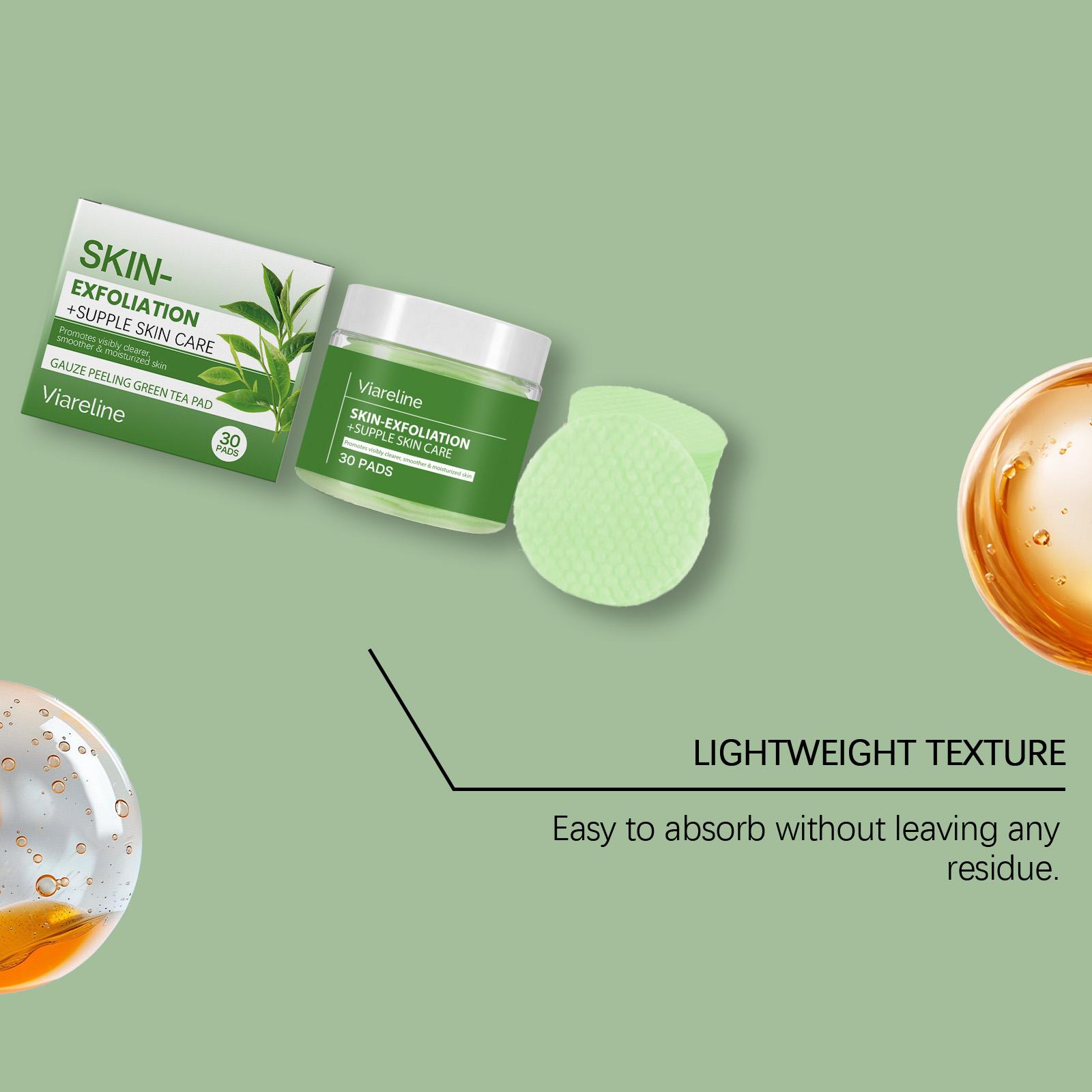 Green Tea Gauze Peeling Pads, Hydrating and Moisturizing, Deep Cleansing, Gentle Exfoliation, Oil Control and Pore Minimizing, Suitable for All Skin Types, 30 Pads