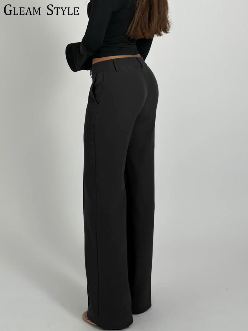 Women's Casual Fashion Suit Pants All Seasons, Plain Woven Fabric, Moderate Thickening, Fitted Style, Spring Wear Women's Casual Fashion Suit Pants All Seasons, Plain Woven Fabric, Moderate Thickening, Fitted Style, Spring Wear