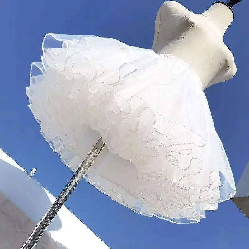 Five Layers Soft Yarn Cloud Support Canopy Girl Korea Japan Cute Petticoat Blacke White Fluffy Lolita Skirt Cosplay Boneless