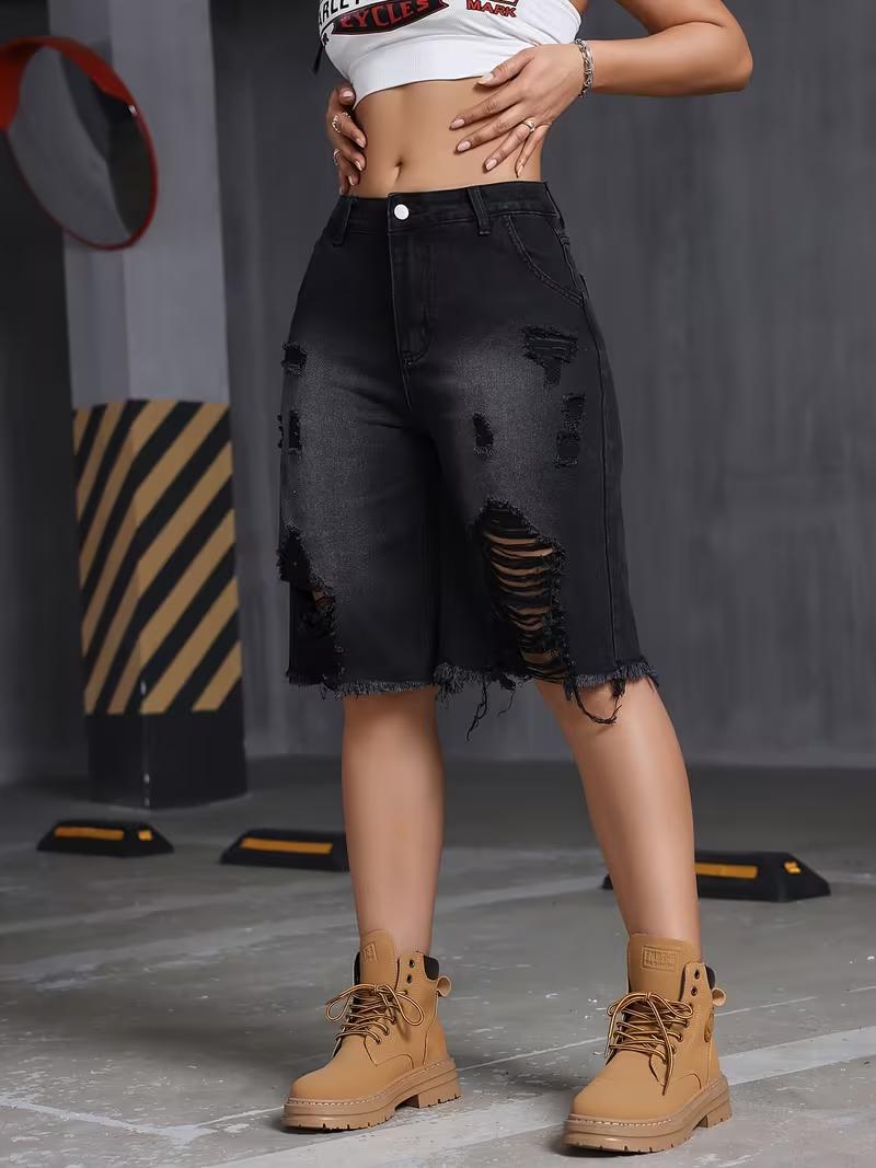 D334  Women'S Denim Ultra-Short Shorts, Trendy High Street Fringed American Fashion Versatile Slim-Fit Stretch Pants