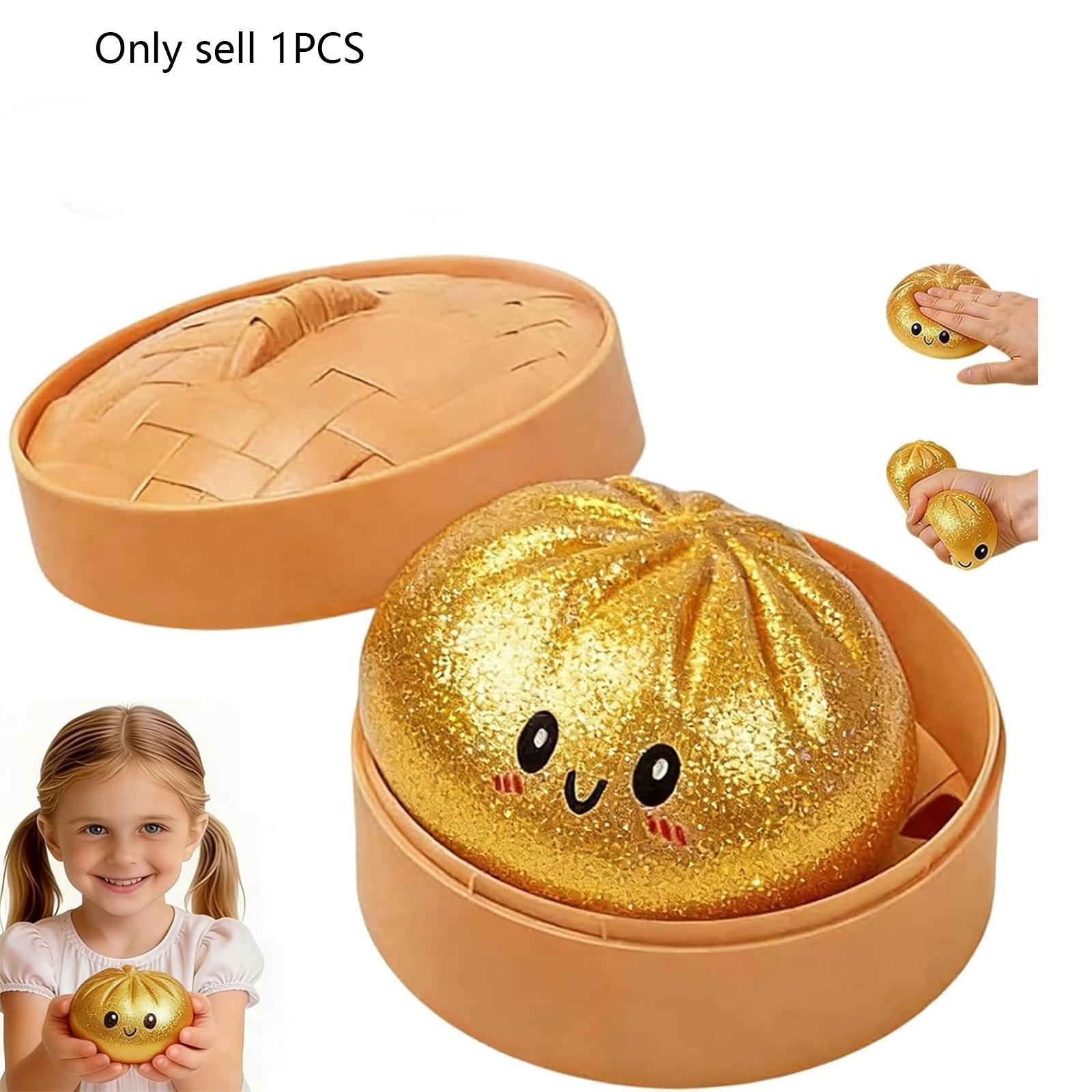 Dumpling Squishies, Mystery Glitter Dumpling Squishies Box, Colorful Dumplings Stress Balls Fidget Sensory Toy, Soft Squeeze Decompression Dough for Anxiety Relief Fidget, Kids Easter Basket Stuffers