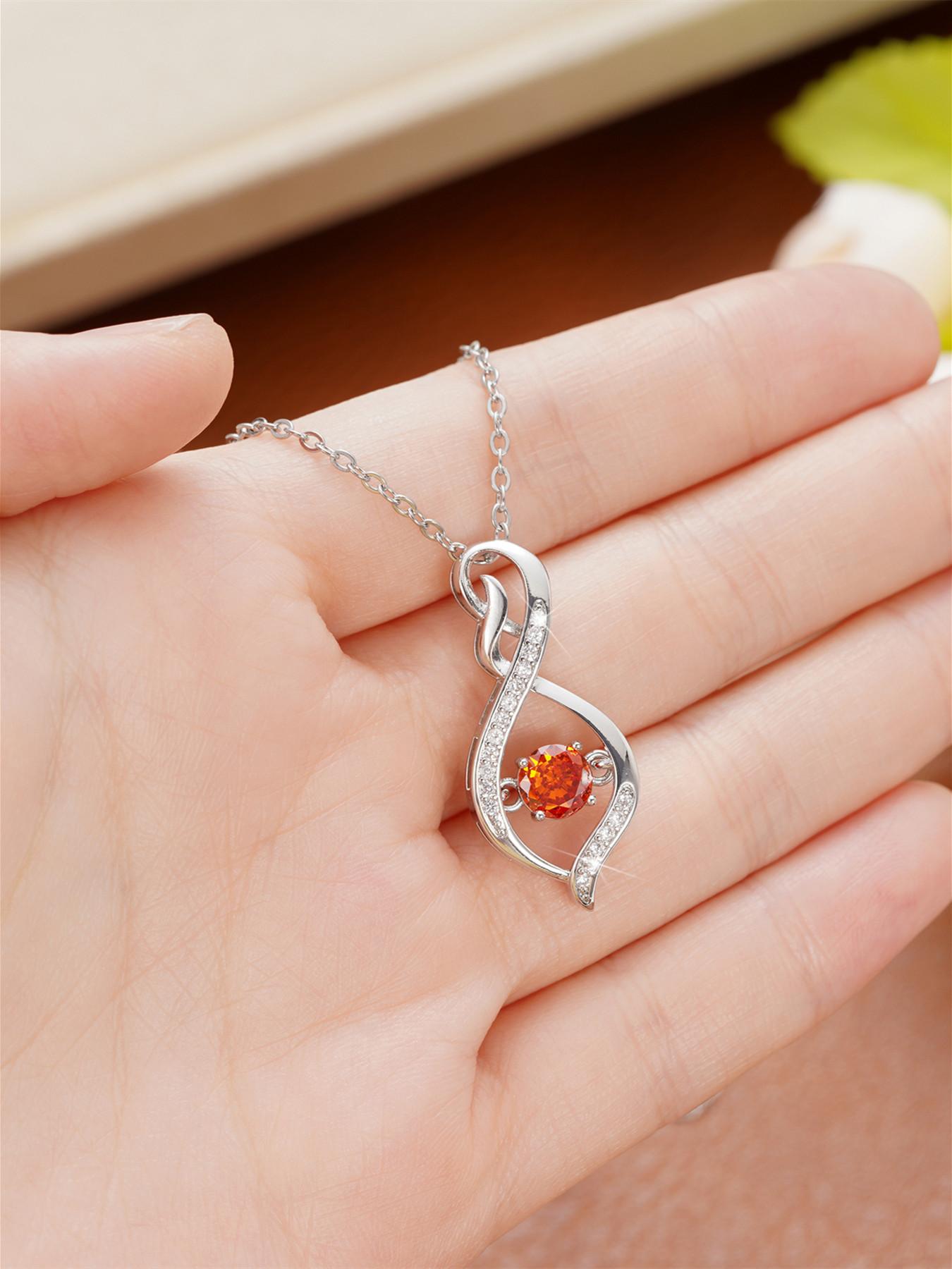 1 PC Charm Red Cubic Zirconia Necklace Pendant For Women Valentine's Day Gift Wedding Jewelry