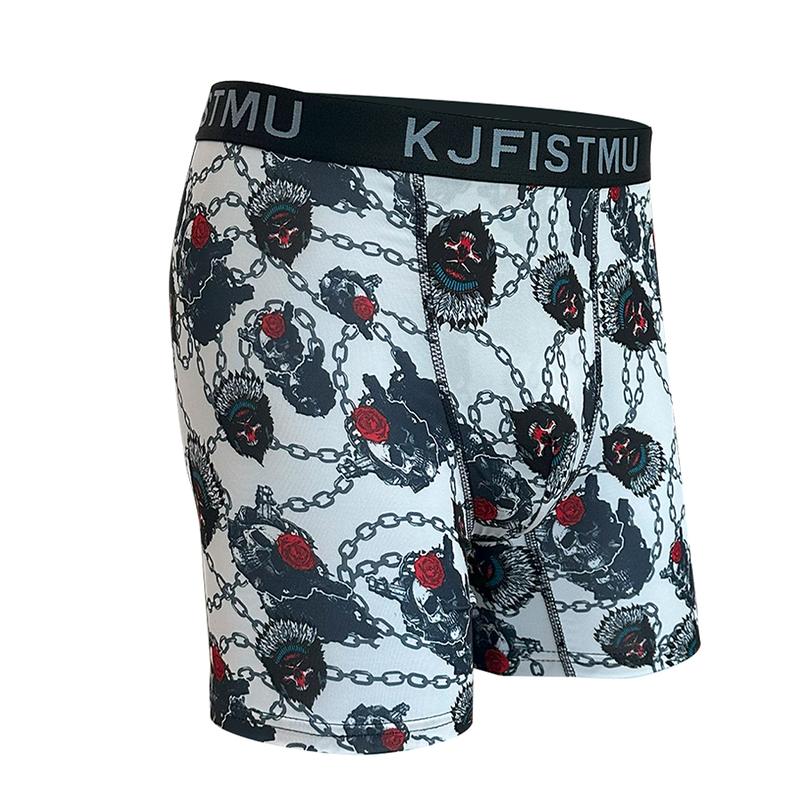 4 pieces of KJFISTMU men's boxer shorts, random 4-piece set, men's stylish printed graffiti sports underwear, comfortable fit, breathable and quick-drying. Street Style Graphics Casual Polyester Menswear