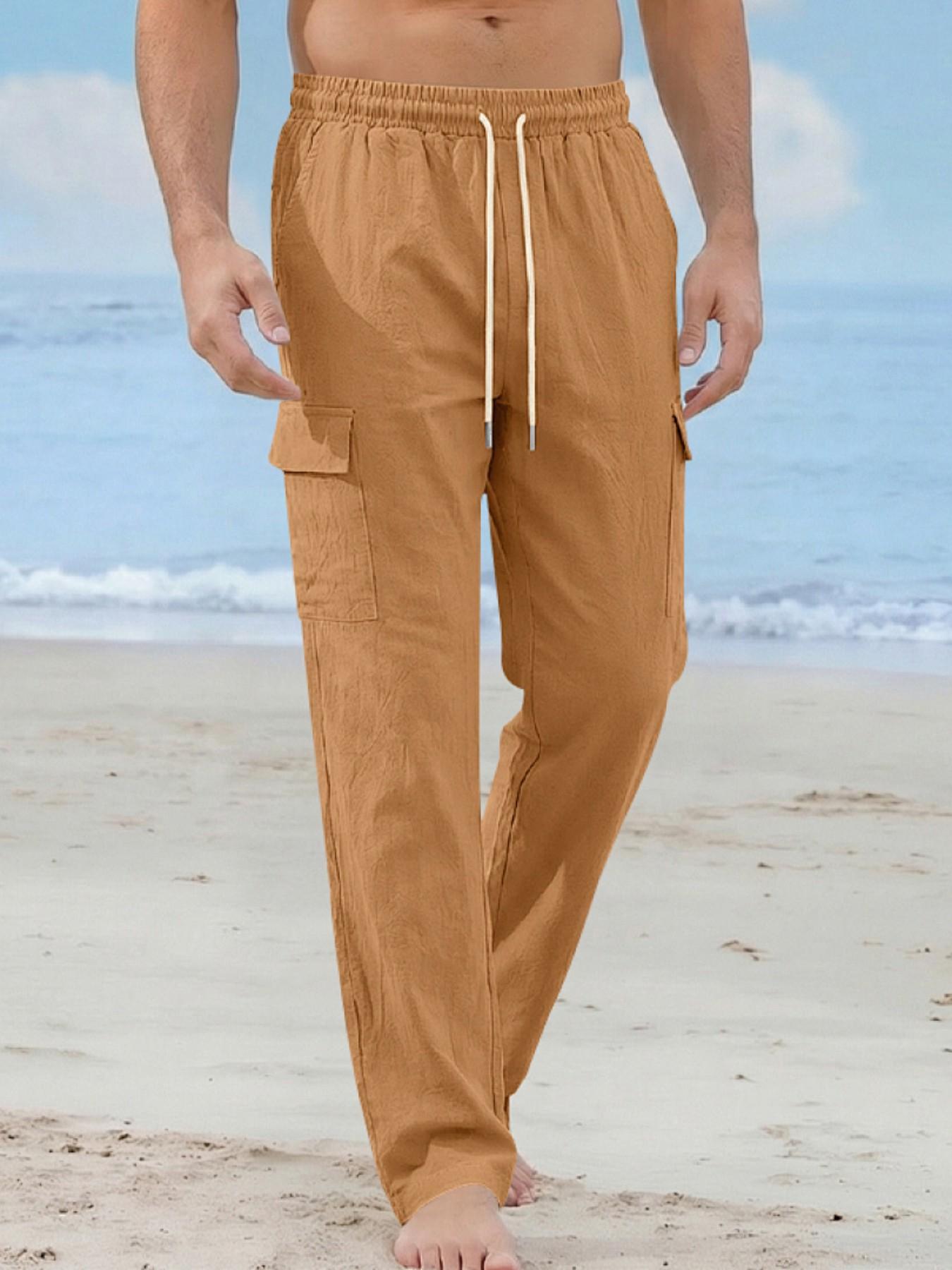Men's Loose Linen Pants, Simple Luxurious Outdoor Workwear, Sporty Casual Long Pants, New American Style, Comfortable and Stylish