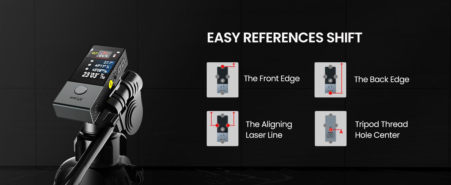 Mileseey D9 Pro 330Ft Professional Laser Measurement Tool, equipped with an IPS touchscreen interface, point-to-point measurement, live angle display, APP sync support, and a laser measuring tool with a visual aligning indicator. Rechargeable Range Finder