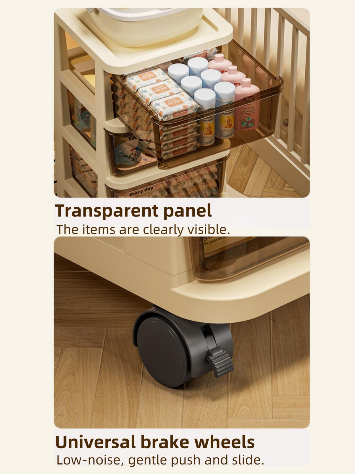 Drawer Tower, 3/4/5-Tier Clear Plastic Storage Organizer Cart, Heavy-Duty Organizing Drawers for Home, Bedroom, Bathroom Organization, Dresser With Wheels, Minimalist Adjustable Shelf