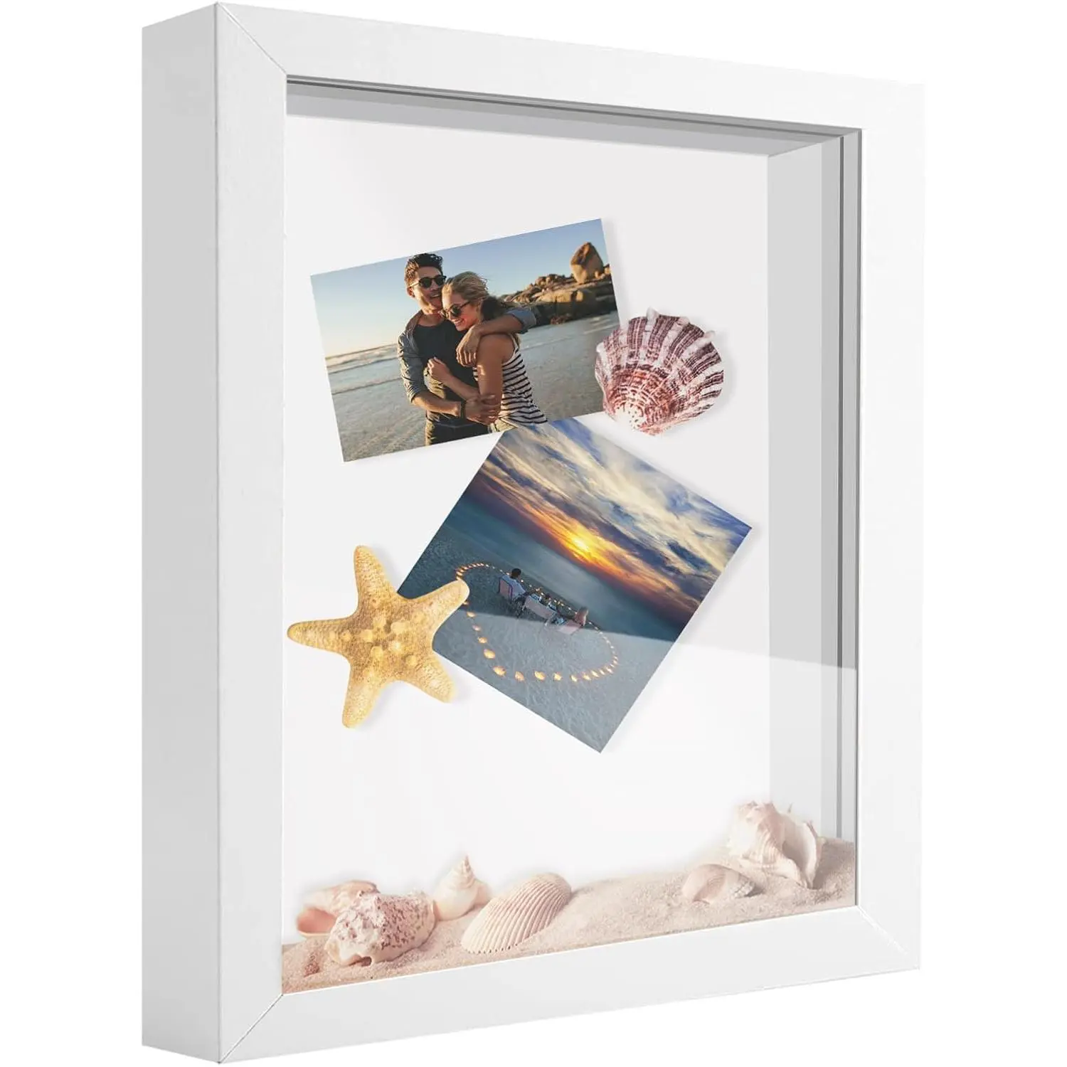 8x10 Wood Shadow Box Frame Display Case with Plexiglass - Home Decor Wall & Tabletop Holder for Memorabilia, Medals, Crafts, Tickets, Photos, Wall Display