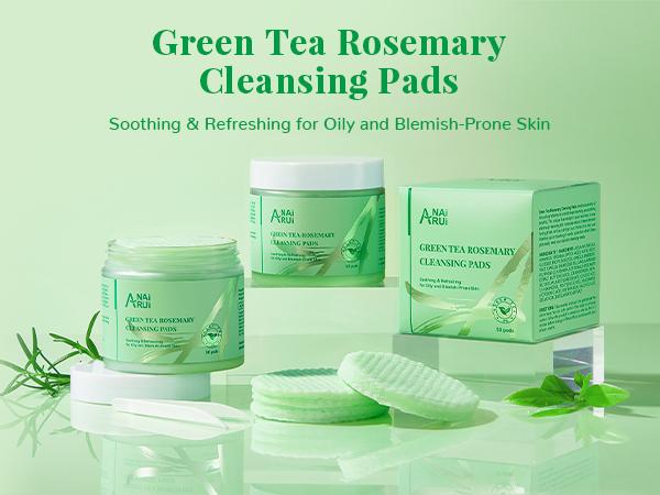 ANAiRUi Green Tea Rosemary Cleansing Pads with Tea Tree Oil, Face Scrub Pads with Bubbles, Exfoliating Make up Remover Deep Cleansing Pads for Face(50pcs) ANAiRUi Green Tea Rosemary Cleansing Pads with Tea Tree Oil, Face Scrub Pads with Bubbles, Exfoliating Make up Remover Deep Cleansing Pads for Face(50pcs)