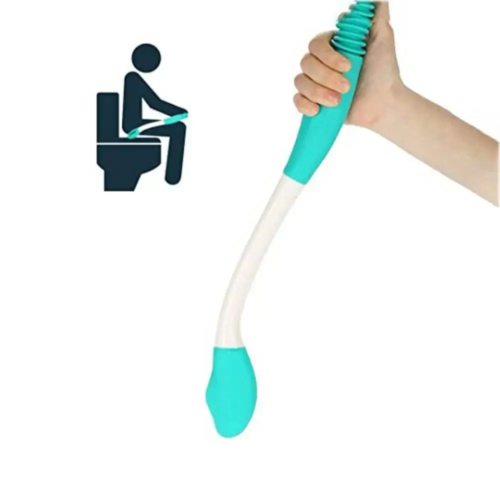 Toilet Aid Comfort Bottom Wiper With Extended Handle Retractable Long Handle Reach Pressing Bend-free Paper Scrub Self Wipe Aid