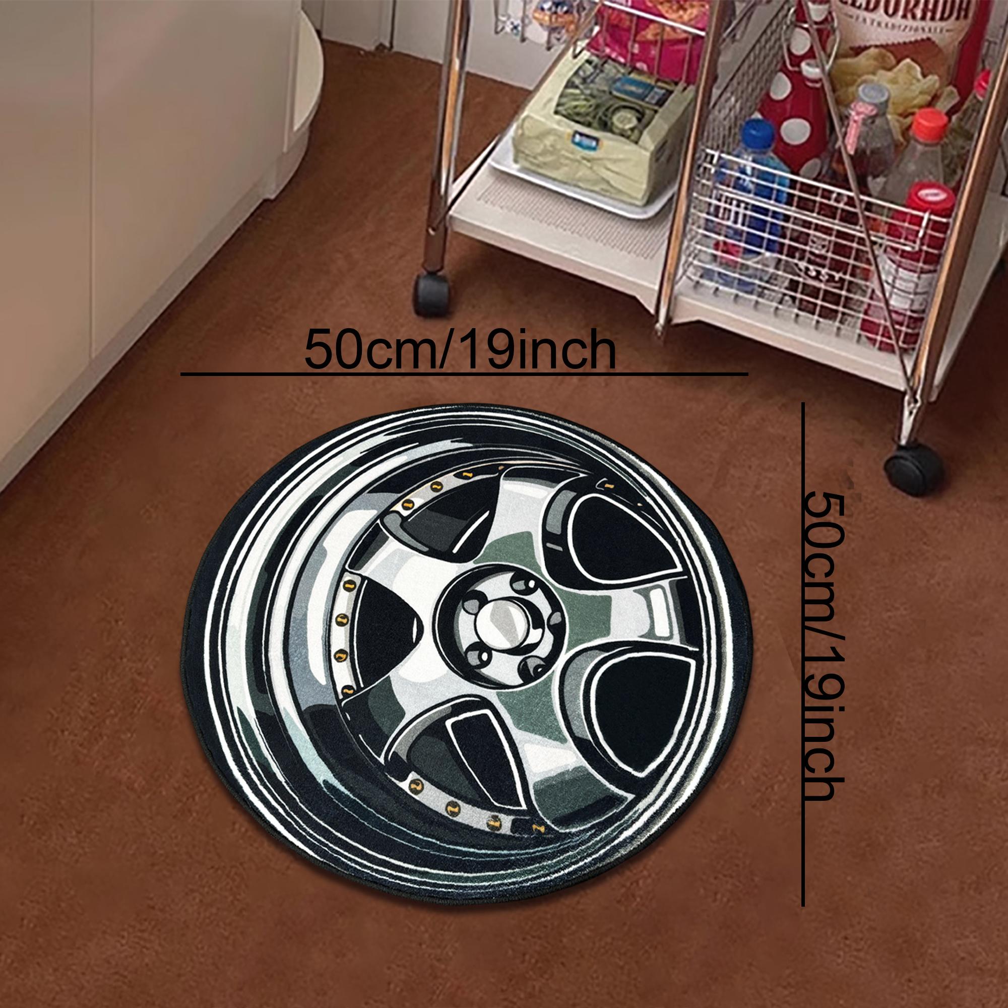 Round Creative Wheel Pattern Carpet, 1 Count Street Style Non-slip Floor Rug Mat, Geometric Pattern Rug, Decorative Carpet for Home Living Room Bedroom