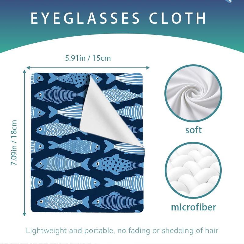 1/3/6/14pcs Blue Fish Pattern Cleaning Cloth, Multi - Specs Single - Side, For Camera/Glasses Lenses, Home & Photography Use, Soft Microfiber Material, Efficient Cleaning, Decorative Design