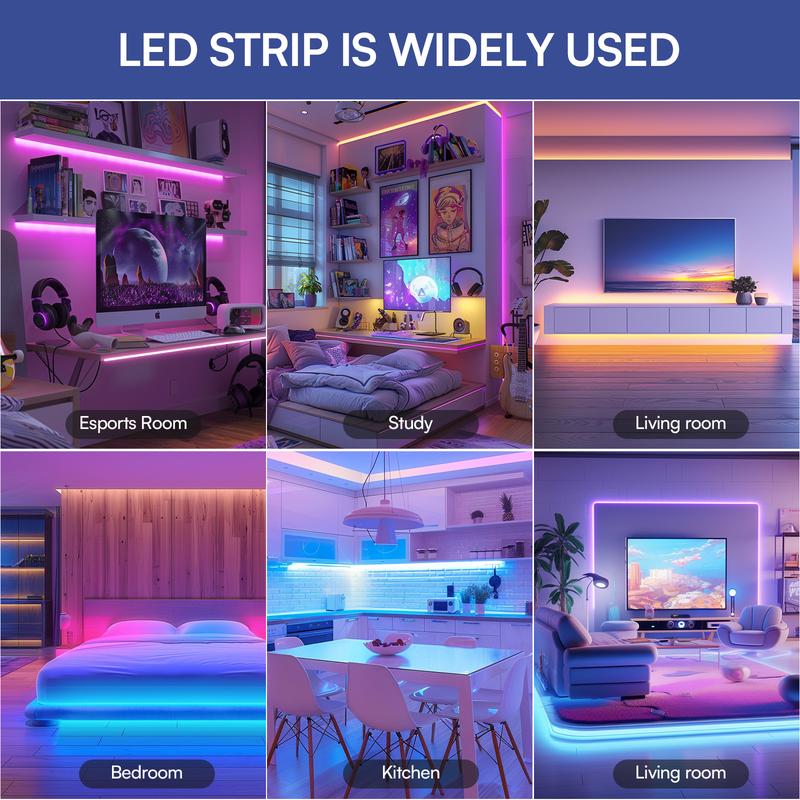 DAYBETTER 130ft or 200ft Led Lights for Bedroom ,Smart Led Strip Lights with App Control Remote Control, RGB LED Light Strips,Music Sync Color Changing Room Decoration Party,Halloween Decor
