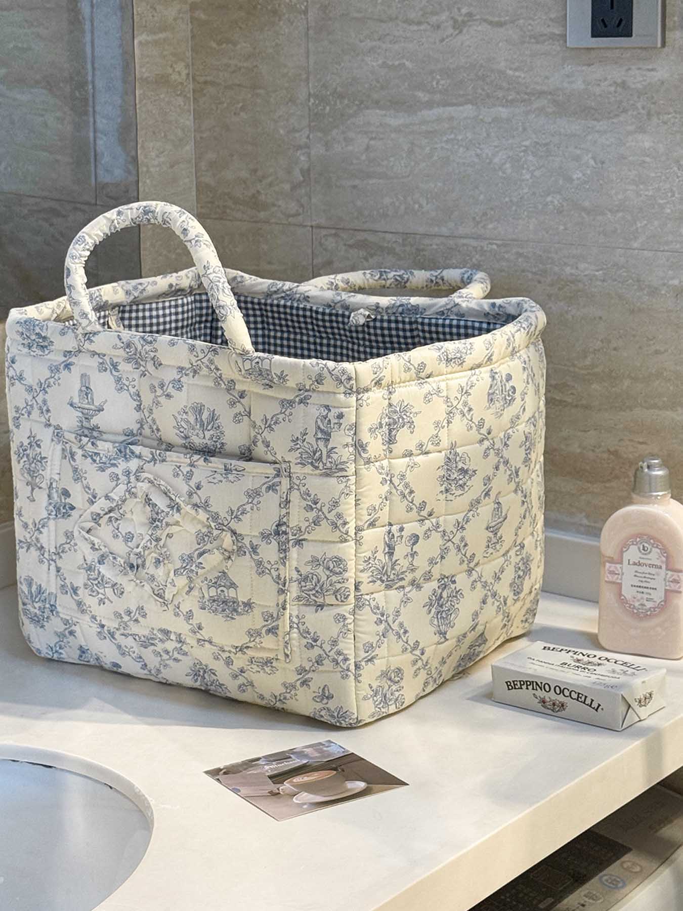 Elegant Home Storage Bag OrganizerMultipurpose Foldable Basket for Clutter Organization,Perfect for Living Room & Bedroom Use, Carrying Caddy, Portable Storage Basket