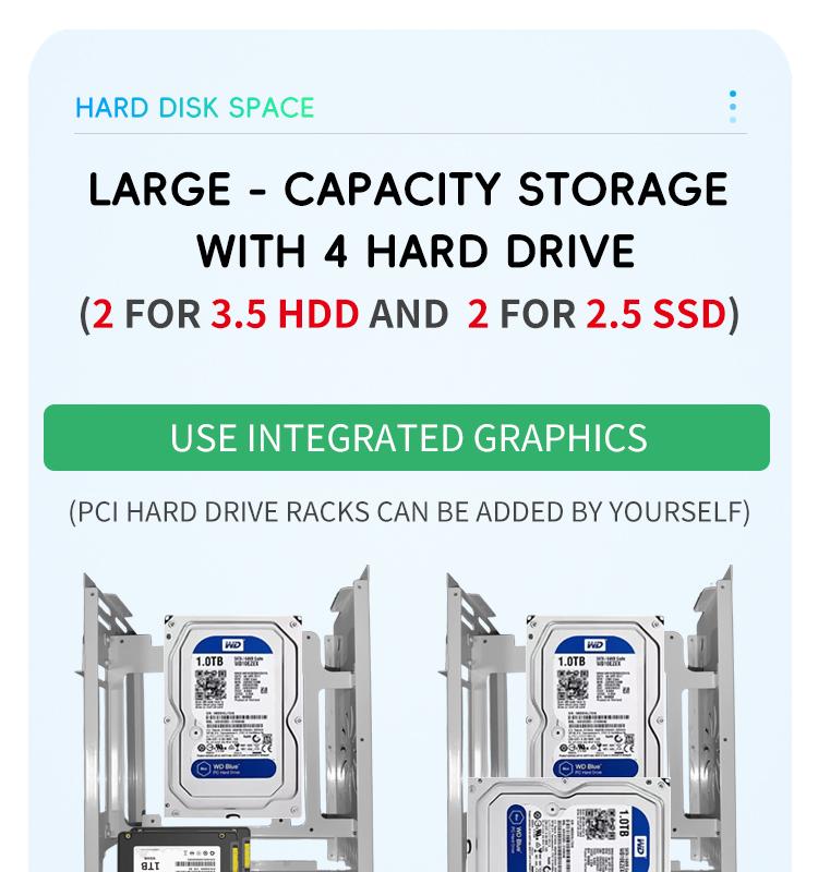 Mini Itx Computer PC Desktop Case, Home Use 2 Bay Nas Box, Compact Portable Handheld, Includes Accessories Screws Switch Handle Foot Pads