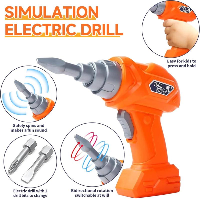 Kids Tool Set, Tool Box Kit for Kids，Tool Set with Drill,Pretend Play Construction Toys Tools for Boys Girls, Christmas Birthday Family Day Gifts，Best Birthday Gifts