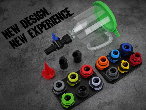 18-Piece Engine Oil Funnel Set, 1.59QT/1.5L Automotive Oil Funnel Kit with 12 Adapters, Elbow Fitting, Arrow Screen and Magnetic Storage Hooks Tray, Compatible with GM, Ford, BMW, Audi, Land Rover Etc, Christmas gift