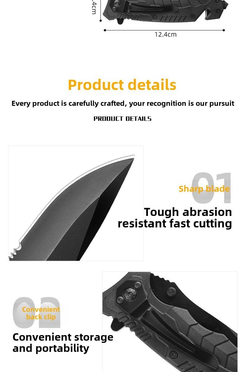 Stainless steel toothed fruit knife high hardness sharp outdoor multi-function folding knife tool for self-defense portable Christmas gift