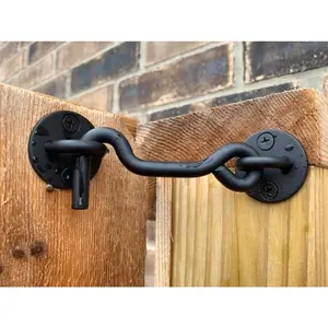 4" Privacy Hook and Eye Gate Door Latch Easy Lock for Sliding Barn Doors, Black