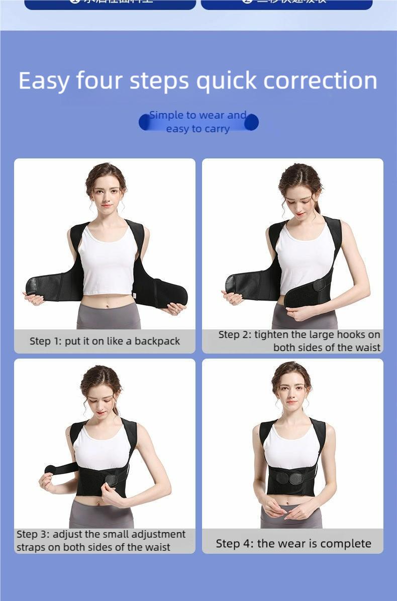 Spine Alignment Anti Hunchback Brace Adjustable Posture Corrector Back Neck Pain Relief Upper Back Support Comfortable Ergonomic Design for Office Work Computer Desk Study Posture Trainer