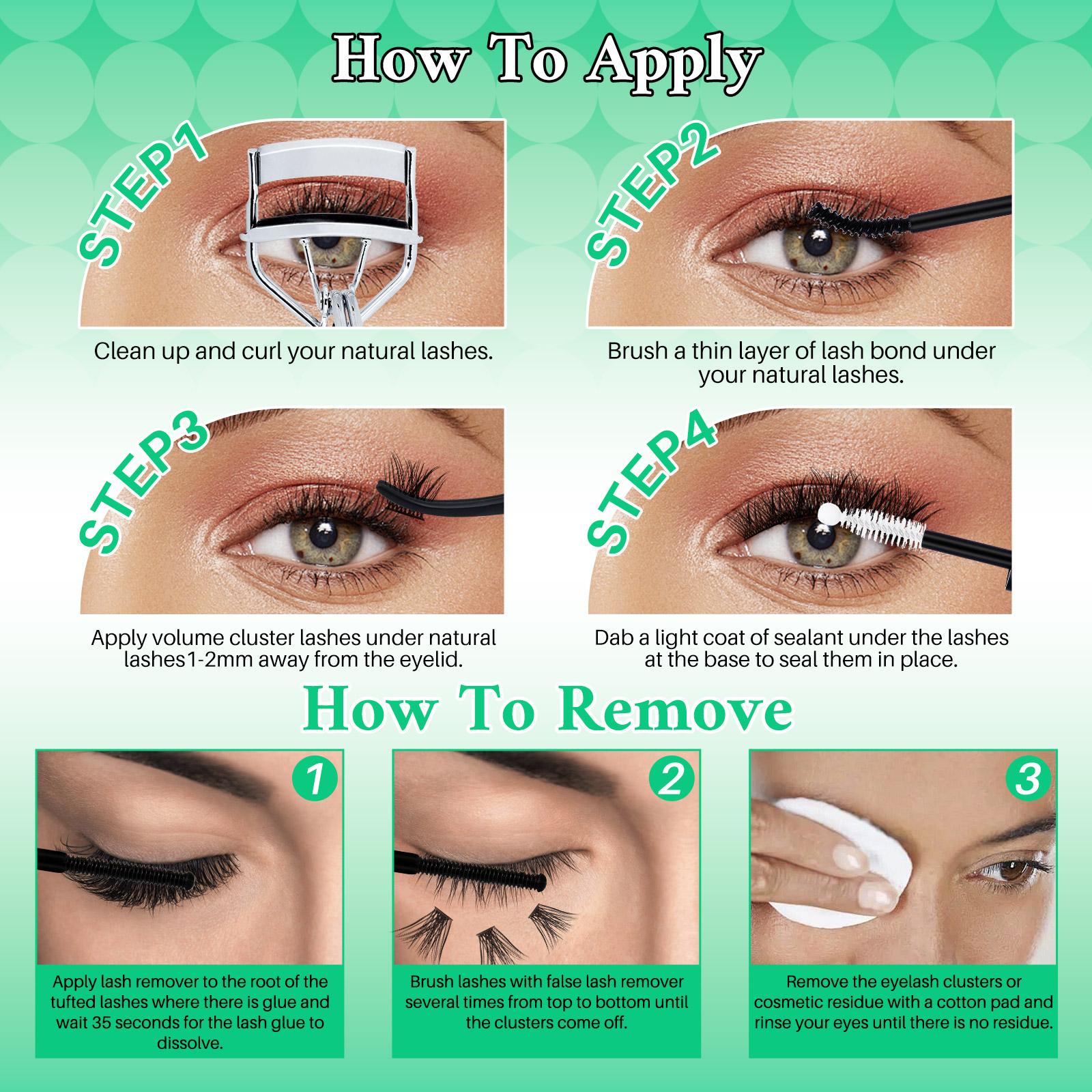 1880 PCS Lash Clusters Kit Diy Eyelash Extensions D Curl 13 Styles Lashes Kit with Bond&Seal Lash Remover Lash Brush Lash Applicator Lash Shampoo Brush, Perfect for Beginners&Proficient, DIY at Home Easily, Easy Apply for Makeup Daily