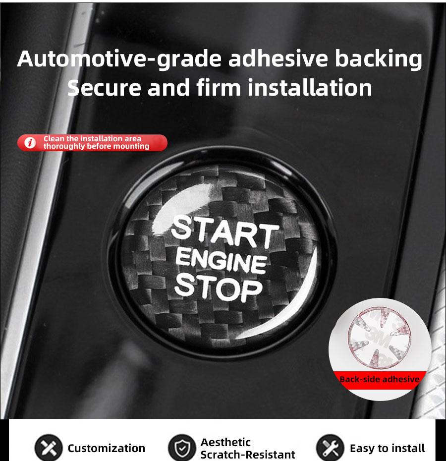 For Audi Real Carbon Fiber Ignition Engine Start Stop Button Trim Protect Stickers For A5 A7 A4L A6L Q3 Q5L Accessories  Black and Red Are Available Anti-Scratch Protection Enhances Texture for a More Premium Look Sticker For Cars