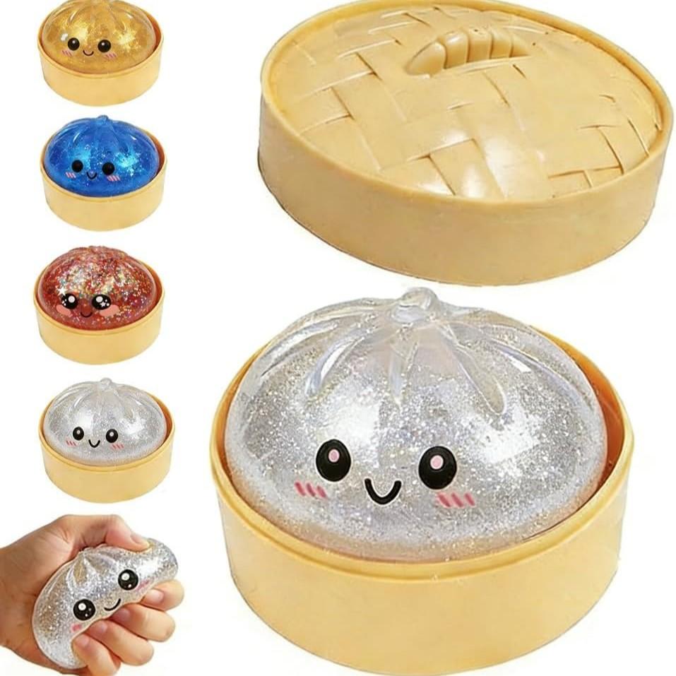 Upgrade Soft Dumpling Toy, Colorful Smiley Steamer Basket Big Baozi Squeeze Ball, Squishies, Stress Relief Fidget, Stress Relief, Perfect for Play, Party, Alone Time