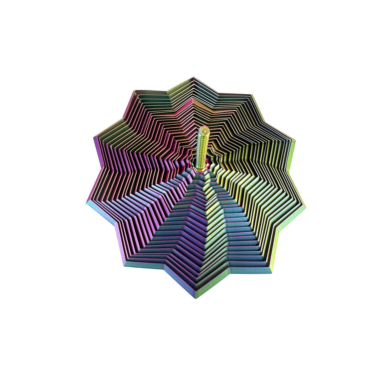 3D Printed Sensory Star Shape, Handheld Fractal Hexagon Decompression Toy, Office Desk Pressure Reliever, Stress Relief Fidgeting, Rotating Spiral