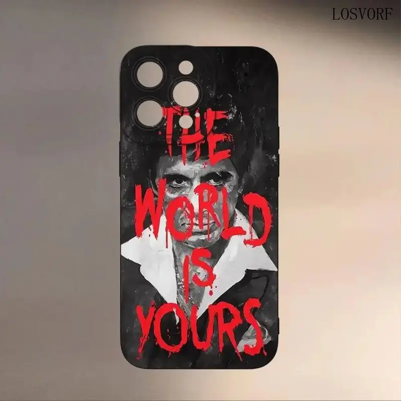 LOSVORF Scarface Design, Distinctive Style, New Phone Case Offering Complete Protection, Shock-Resistant And Drop-Resistant TPU Soft Rubber Cover, Iphone 16, 15, 14, 13, 12, 11 XS, XR, X7/8 Mini Plus Pro Max Series.