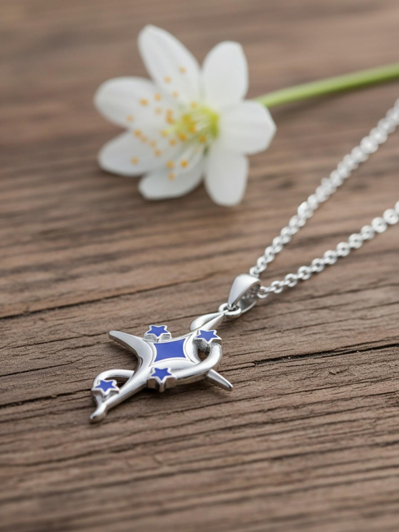 Silver Arc Star Whisper · Blue Glow Elegant cross necklace with surprise double-door preserved rose jewelry gift box. Perfect for birthdays, Mother's Day, Valentine's Day and all festive gifting.