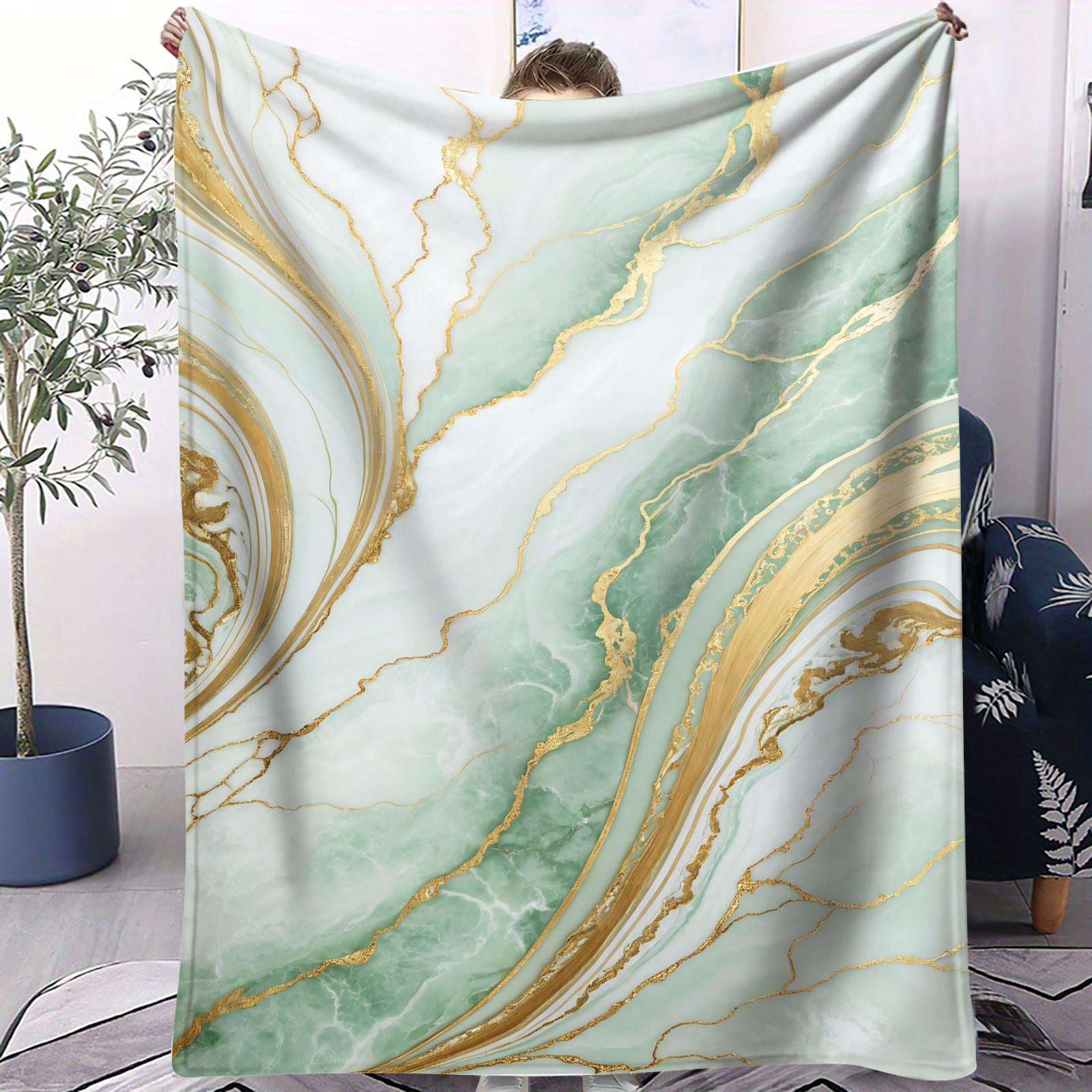 Modern Luxury Marble Print Flannel Blanket, Soft and Fluffy, Warm and Breathable, Ideal for Fluid Art Enthusiasts to Use at Home, in the Office or While Traveling, and an Excellent Gift for Family and Friends