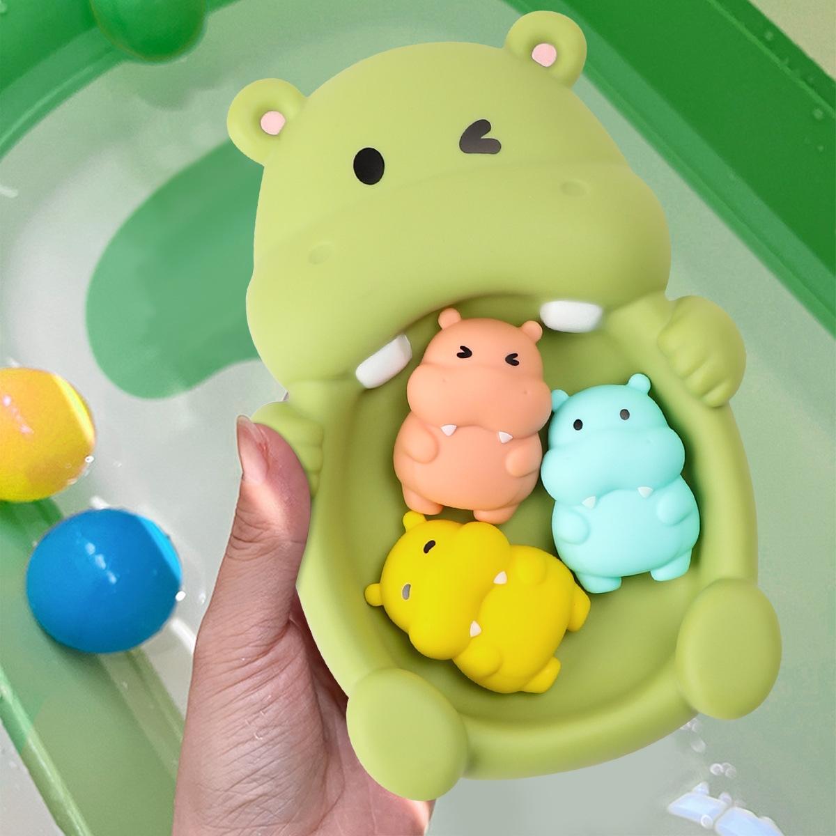 Floating Animal Hippo Toy Seal Toy Sealed Float Play Water Bathing Set, Baby Shower Bathtub Toys, Safe Non-Toxic Material