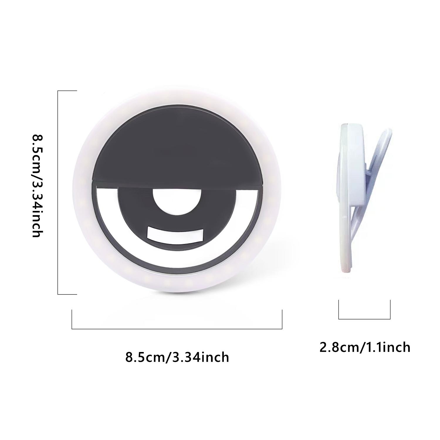 Selfie Ring Light with 28 LED Beads & 3 Brightness Levels - USB Rechargeable, Universal Clip for Phone/Tablet, Portable Makeup Light for Selfies, Videos, Vlog (50g, 8.4cm) Remote Cellphone Selfie Ring Light with 28 LED Beads & 3 Brightness Levels - USB Rechargeable, Universal Clip for Phone/Tablet, Portable Makeup Light for Selfies, Videos, Vlog (50g, 8.4cm) Remote Cellphone